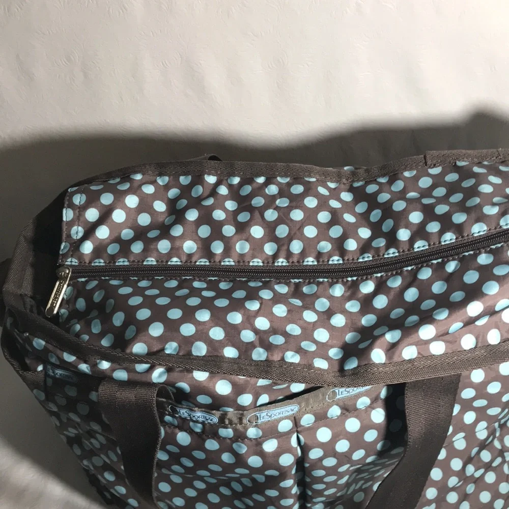 LeSportsac Brand Polka Dot Brown & Baby Blue Bag Purse